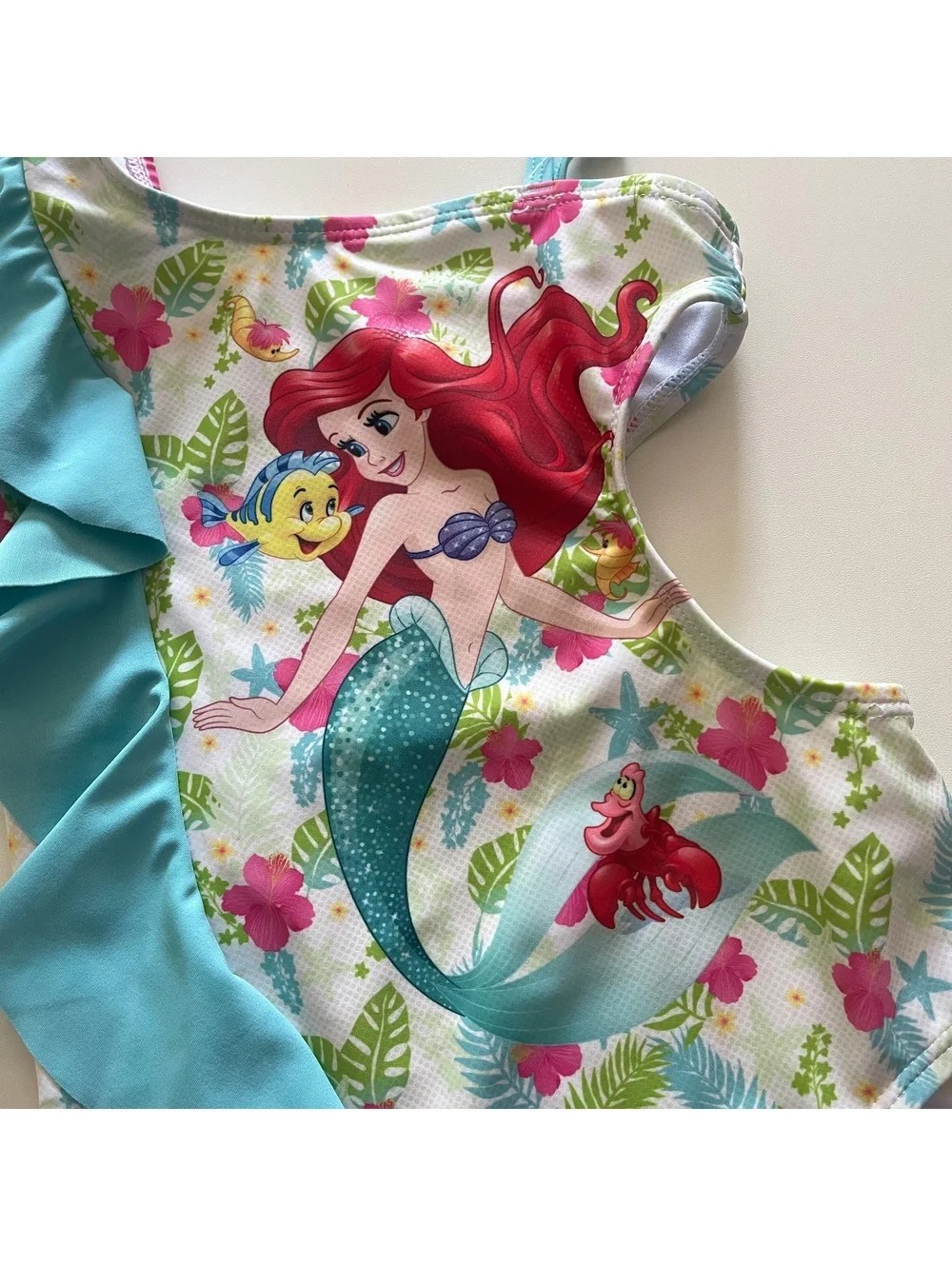 Disney Store Girl's Size 4 One-Piece Ariel Little Mermaid Swimsuit